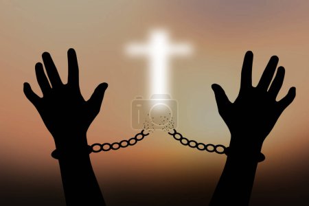 Photo for Human shadow image of human hand chain is absent. Get free - Royalty Free Image