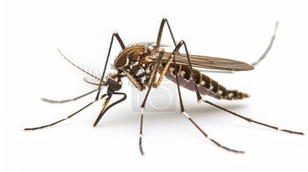 Mosquito Culex infectado sobre fondo blanco, leishmaniasis, encefalitis, fiebre amarilla, enfermedad de Mayaro, malaria