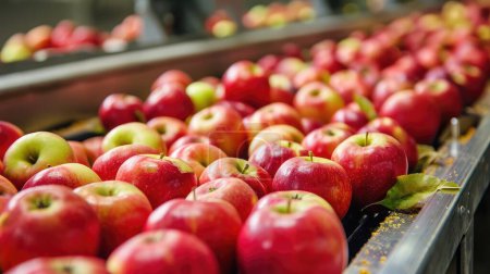Äpfel werden in Obstverarbeitungs- und Verpackungsanlagen sortiert