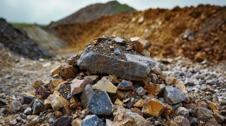 Kleiner Haufen von Mineralien, die in einer Mine für seltene Erden gefördert werden