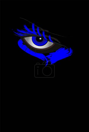 Illustration for Scary eye blue color background for Halloween or Day of the dead illustration - Royalty Free Image