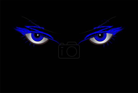 Illustration for Scary eye blue color makeup background for Halloween or Day of the dead illustration - Royalty Free Image