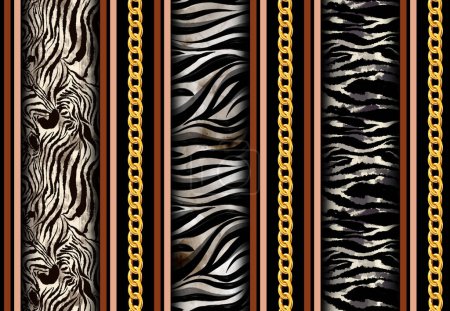 Foto de Cadena sin costura y patrón de leopardo. Patrón de retazos textiles - Imagen libre de derechos