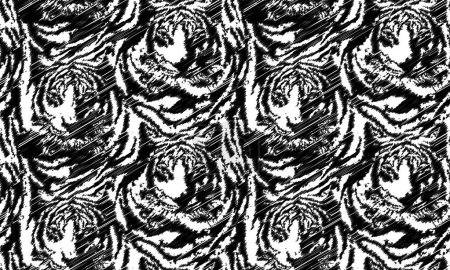 Téléchargez les photos : Dessinez à la main le motif du tigre. Modèle animal textile. - en image libre de droit