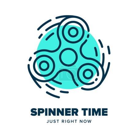 Illustration for Fidget spinner icon in move. Finger spinner linear logo design. Creative symbol drawn with outline lines in motion. Vector illustration isolated on white background - Royalty Free Image