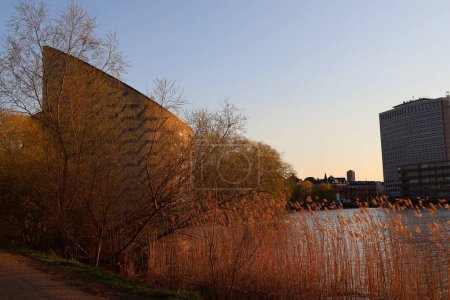 Tycho Brahe Planetarium in Copenhagen, Denmark, from another side of the lake
