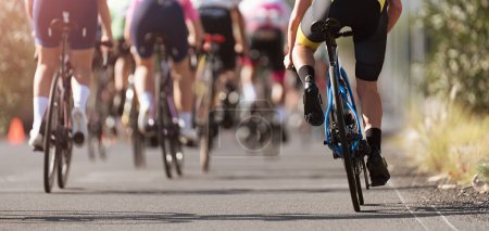 Photo for Cycling competition, cyclist athletes riding a race at high speed - Royalty Free Image