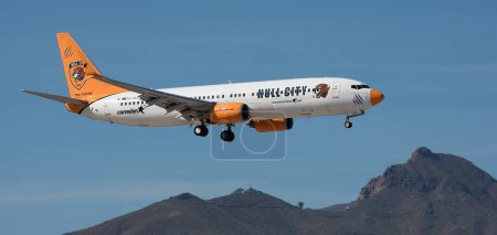 Photo for Tenerife, Spain February 4 st, 2024.Boeing 737-8K5(WL) Corendon Airlines (Hull City Livery) Airlines flies in the blue sky. Landing at Tenerife Airport - Royalty Free Image