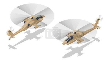 Illustration for Isometric AH-64 Apache , American attack helicopter. Military Aviation. - Royalty Free Image