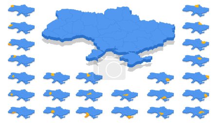 Ilustración de Isométrico mapa de Ucrania. Ucrania es un país de Europa del Este - Imagen libre de derechos
