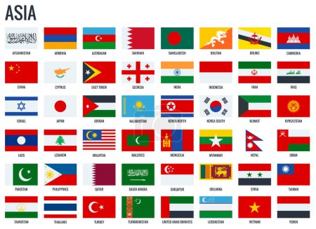 Ilustración de Asia flags. All official national flags of the Asia. - Imagen libre de derechos