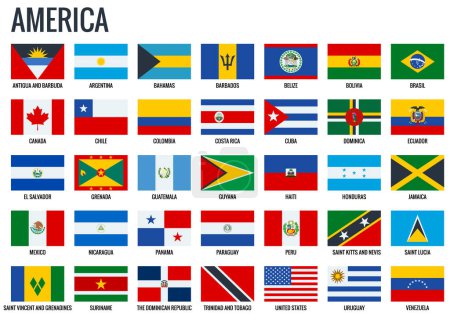 Téléchargez les illustrations : America flags. All official national flags of the America. - en licence libre de droit