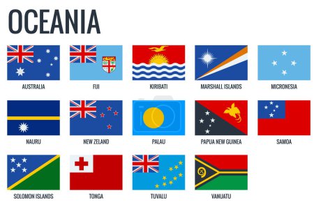 Ilustración de Oceania flags. All official national flags of the Oceania. - Imagen libre de derechos