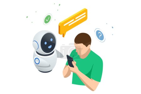Ilustración de Isométrica Inteligencia Artificial, Conocimiento Experiencia Inteligencia Aprende. Conexión a Internet Chatgpt Chat con AI, Inteligencia Artificial - Imagen libre de derechos