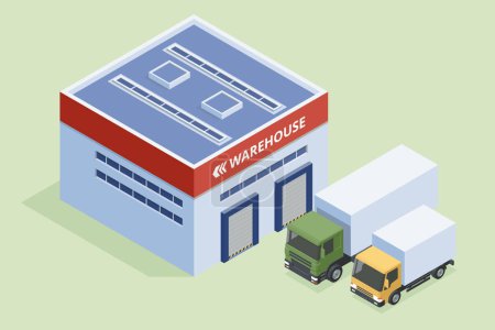 Illustration for Isometric Logistics and Delivery. Free, Express, Home or Fast delivery. Delivery company. Delivery home and office. City logistics - Royalty Free Image