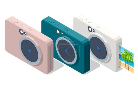 Isometric instant camera. Mini Instant Film Camera.