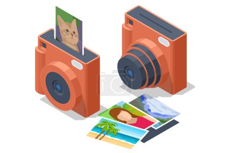 Illustration for Isometric instant camera. Mini Instant Film Camera. - Royalty Free Image