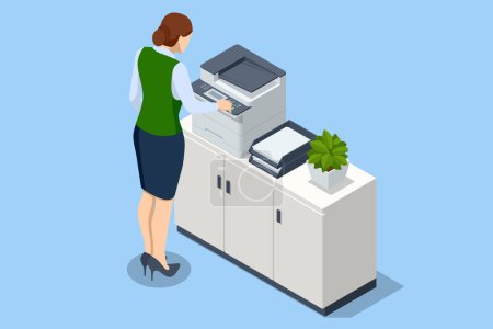 Isometric Office Multi-function Printer scanner. Print, copy, scan, fax. For office documents, presentations and marketing collateral, with enterprise-level performance.