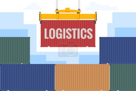 Livraison des navires, logistique maritime. entrepôt, cargaison, courrier. conteneurs avec l'importation et l'exportation Logistique
