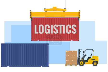 Livraison des navires, logistique maritime. entrepôt, cargaison, courrier. conteneurs avec l'importation et l'exportation Logistique