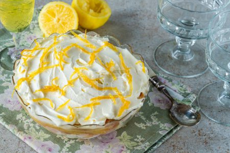 Lemon trifle with limoncello liqueur