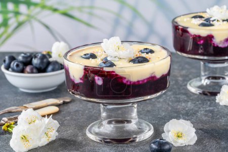 Blueberry compote with white chocolate ganache and fresh blueberries