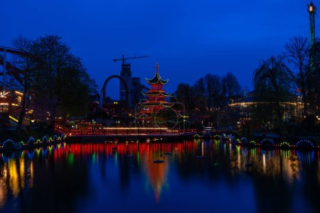 Photo for Tivoli Gardens in Copenhagen at night, Denmark. - Royalty Free Image