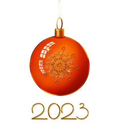 Photo for Christmas tree ball isolated on white background.Happy New Year 2023. - Royalty Free Image