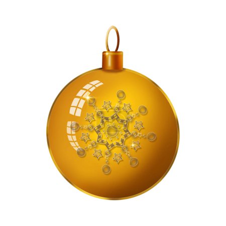 Photo for Christmas tree ball with snowflacke isolated on white background. - Royalty Free Image