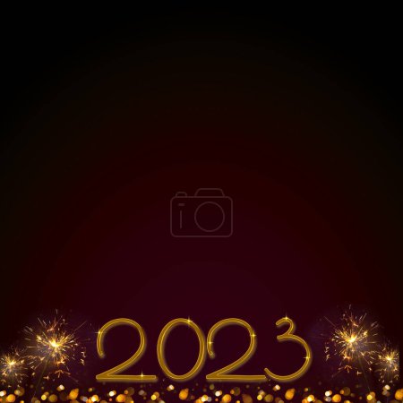 Foto de Feliz Año Nuevo 2023. Números dorados en rojo. - Imagen libre de derechos