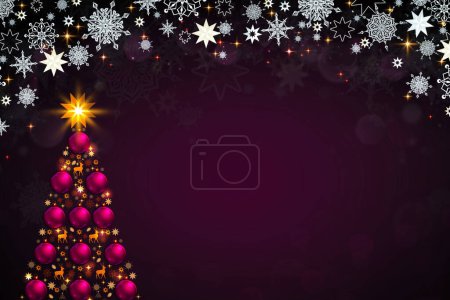 Téléchargez les photos : Joyeux fond de Noël avec sapin coloré isolé sur violet. - en image libre de droit