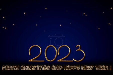 Foto de Feliz Año Nuevo 2023. Números dorados en el cielo nocturno. - Imagen libre de derechos
