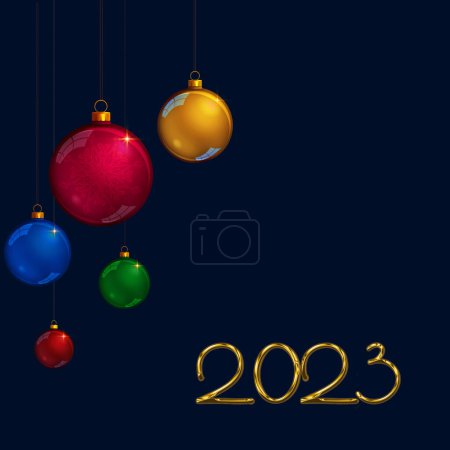 Foto de Bolas de Navidad aisladas sobre fondo rojo.Feliz Año Nuevo 2023 fondo - Imagen libre de derechos