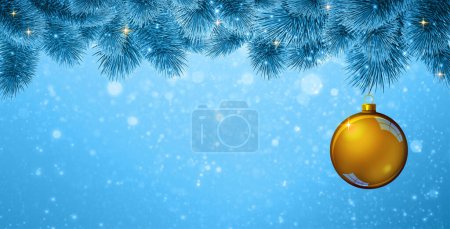 Photo for Christmas blue frame made of fir branches, festive decorations isolated on white . - Royalty Free Image