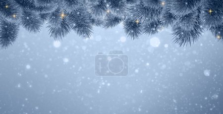 Photo for Christmas gray frame made of fir branches isolated on blur background. - Royalty Free Image
