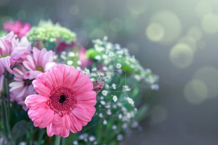 Photo for Flowers bouquet isolated on bokeh background. - Royalty Free Image