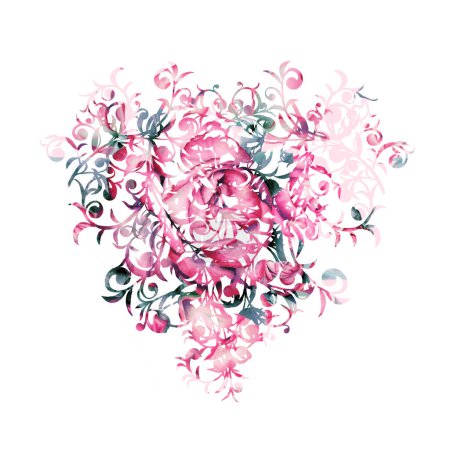 Foto de Pink flower Valentines day heart isolated on white background. - Imagen libre de derechos