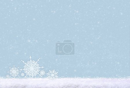 Foto de Fondo de Navidad con nieve blanca aislada en azul. - Imagen libre de derechos