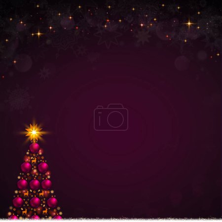 Photo for Merry Christmas background with colorful fir tree isolated on purple. - Royalty Free Image