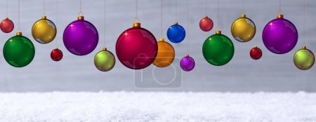 Photo for Christmas balls isolated on gray blur background. - Royalty Free Image