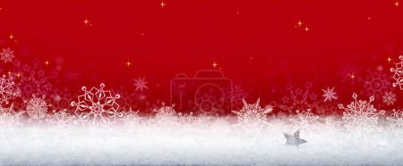Photo for Winter red background with white falling snow, - Royalty Free Image