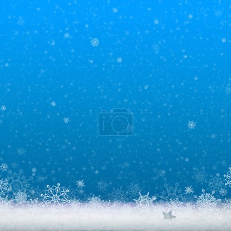 Téléchargez les photos : Ciel bleu d'hiver avec neige blanche tombante, - en image libre de droit