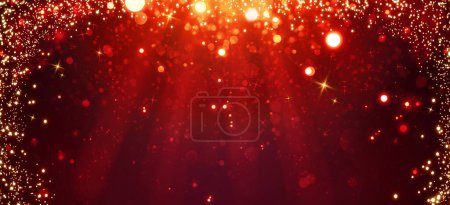 Foto de Feliz Navidad fondo con bokeh rojo y luces. - Imagen libre de derechos
