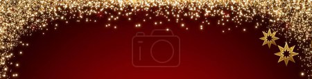 Foto de Cielo de invierno con luces borrosas y estrellas doradas de Navidad . - Imagen libre de derechos