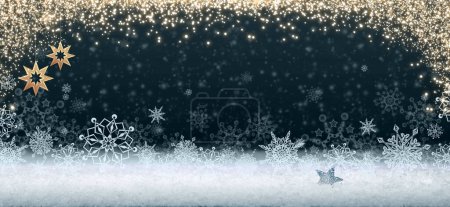 Photo for Winter dark sky and white falling snow, Christmas background. - Royalty Free Image