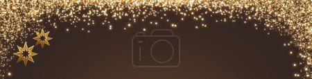Foto de Cielo de invierno con luces borrosas y estrellas doradas de Navidad . - Imagen libre de derechos