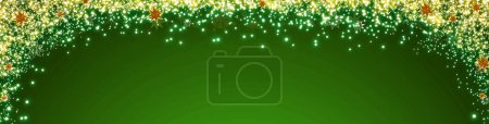 Foto de Fondo verde con luces borrosas y estrellas doradas de Navidad . - Imagen libre de derechos