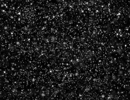 Foto de Cielo negro de invierno con nieve blanca cayendo, - Imagen libre de derechos
