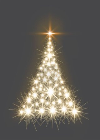 Photo for Golden Christmas tree isolated on gray background. - Royalty Free Image