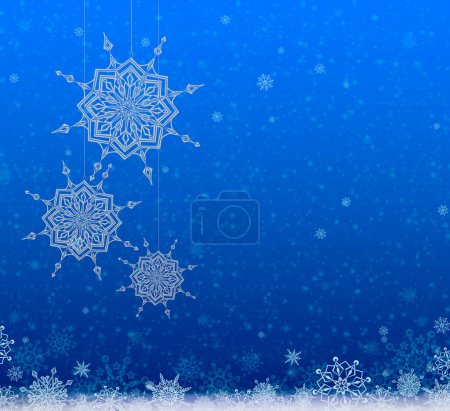 Foto de Cielo azul de invierno y nieve blanca. Fondo de Navidad. - Imagen libre de derechos